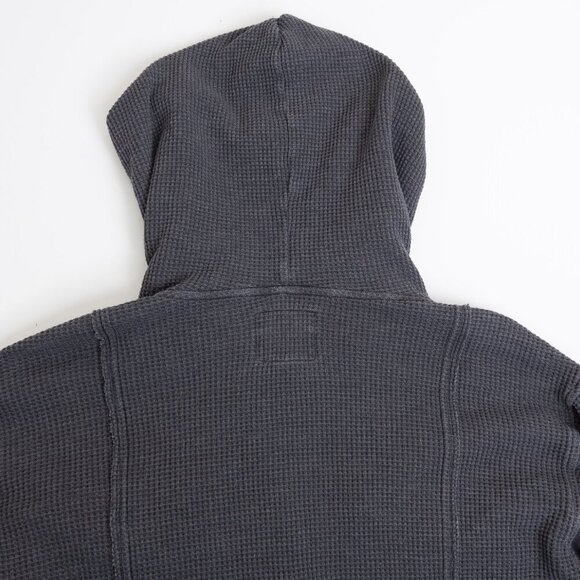American Eagle Waffle Knit Hooded Jacket Dark Gray Oversized Medium - Picture 11 of 15
